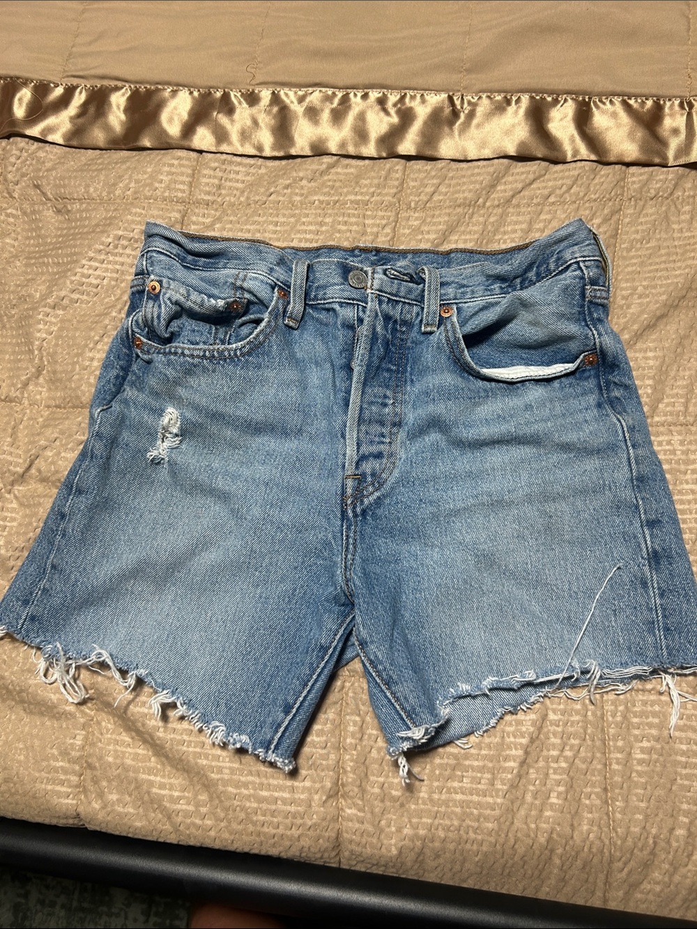 501 Levi's Light Blue Distressed Cutoff Jean Shorts